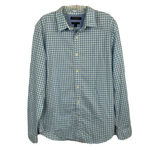 Banana Republic‎ Shirt Mens Sz M Grant Fit Blue White Gingham Button Up